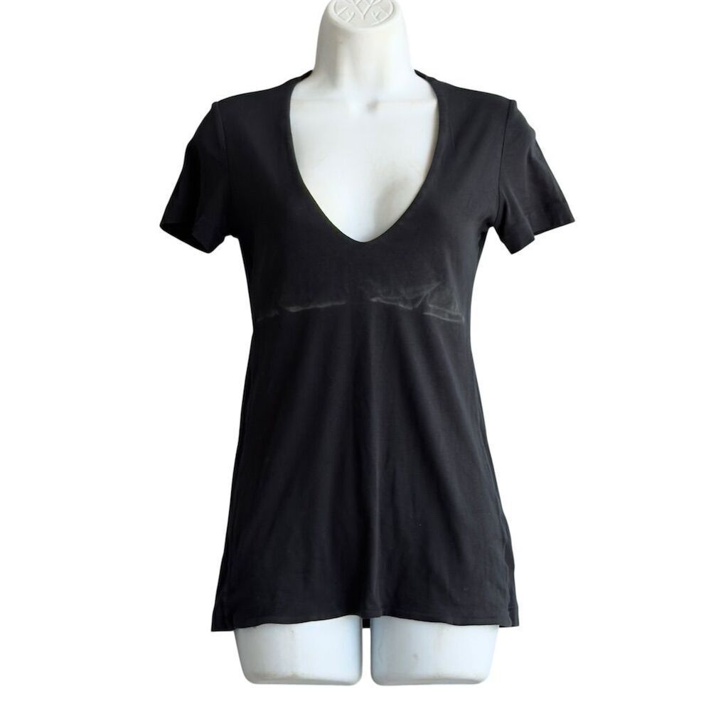 James Perse T-Shirt Women's Size 1 Black V-Neck Short Sleeve Casual